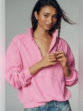 NWT - Pilcro by Anthropologie Button-Front Pink Popover Top